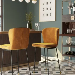 KARE24.se Barstol Stavanger - Brunguld Sammet/Svart - KARE Design Online