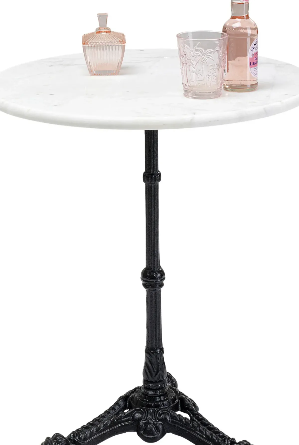 KARE24.se Bistro Cafébord - Rund Vit Marmor/Svart Gjutjärn, Ø60cm - KARE Design Hot