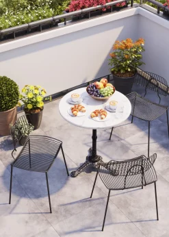KARE24.se Bistro Cafébord - Rund Vit Marmor/Svart Gjutjärn, Ø60cm - KARE Design Hot