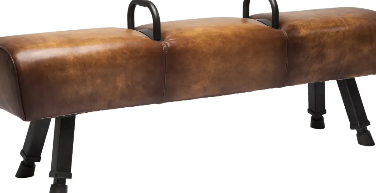 KARE24.se Bänk Gym Gabby - Industristil i Brun Konstläder, 153cm - KARE Design Discount