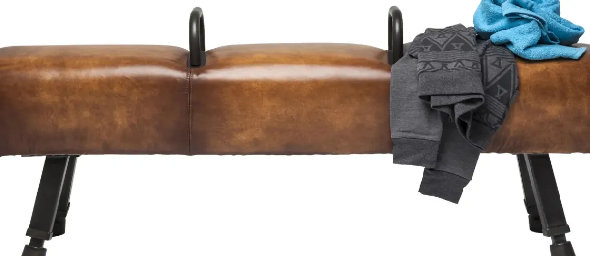 KARE24.se Bänk Gym Gabby - Industristil i Brun Konstläder, 153cm - KARE Design Discount