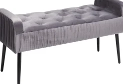 KARE24.se Bänk Lofty - Grå Sammet /Svarta ben, 103cm - KARE Design New