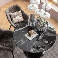 KARE24.se Bord Solo - Runt Matbord Svart Marmor, 110cmØ - KARE Design Outlet