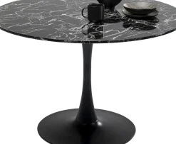 KARE24.se Bord Veneto - Runt Matbord Svart Marmor/Svart Ø110cm - KARE Design Sale