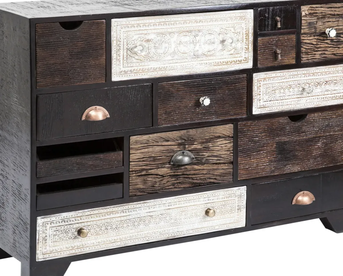 KARE24.se Byrå Finca - Rustik Patina i Ljust och Mörkt Trä, 14 lådor - KARE Design Sale