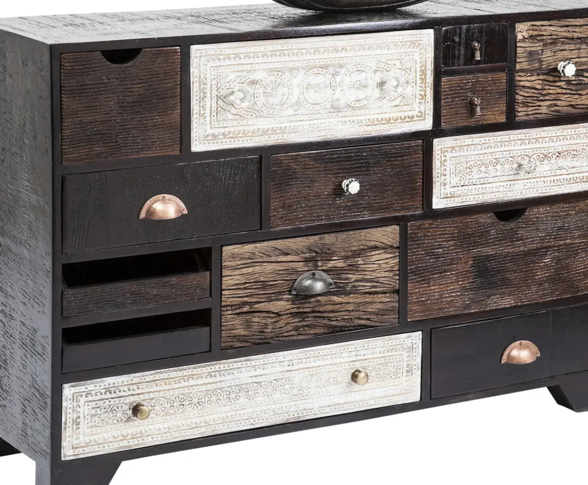KARE24.se Byrå Finca - Rustik Patina i Ljust och Mörkt Trä, 14 lådor - KARE Design Sale