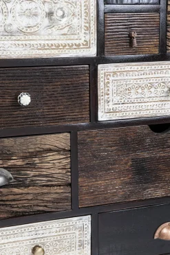 KARE24.se Byrå Finca - Rustik Patina i Ljust och Mörkt Trä, 14 lådor - KARE Design Sale