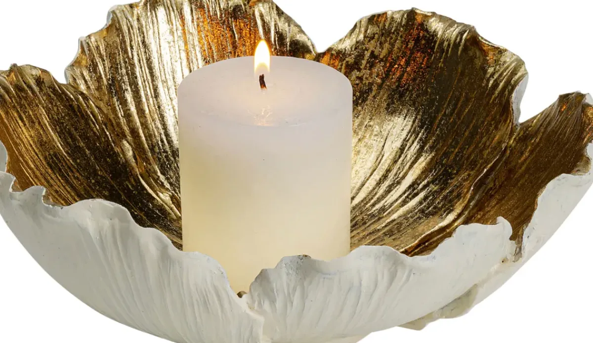 KARE24.se Dekor Skål Flower Bloom Cream Guld Ø25cm - KARE Design Sale
