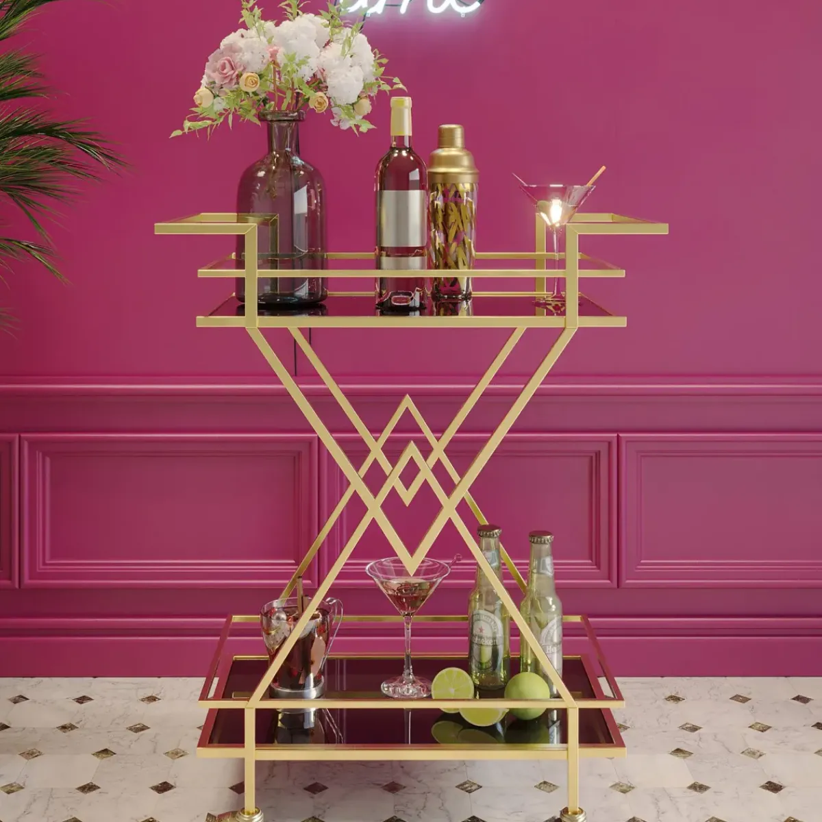 KARE24.se Drinkvagn Pyramids - Guld /Svart - KARE Design Discount