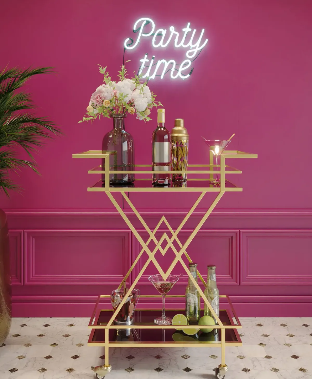 KARE24.se Drinkvagn Pyramids - Guld /Svart - KARE Design Discount