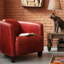 KARE24.se Fåtölj Cigarr Lounge - Röd Läder - KARE Design Discount