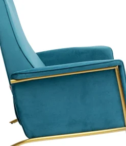 KARE24.se Fåtölj Lazy - Blå Sammet/Mässing - Fällbar med Fotstöd - KARE Design Best