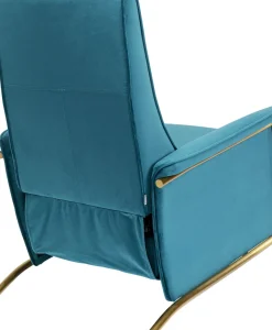 KARE24.se Fåtölj Lazy - Blå Sammet/Mässing - Fällbar med Fotstöd - KARE Design Best