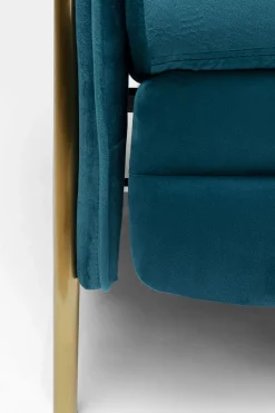 KARE24.se Fåtölj Lazy - Blå Sammet/Mässing - Fällbar med Fotstöd - KARE Design Best