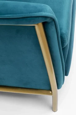 KARE24.se Fåtölj Lazy - Blå Sammet/Mässing - Fällbar med Fotstöd - KARE Design Best
