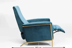 KARE24.se Fåtölj Lazy - Blå Sammet/Mässing - Fällbar med Fotstöd - KARE Design Best