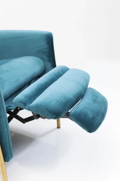 KARE24.se Fåtölj Lazy - Blå Sammet/Mässing - Fällbar med Fotstöd - KARE Design Best