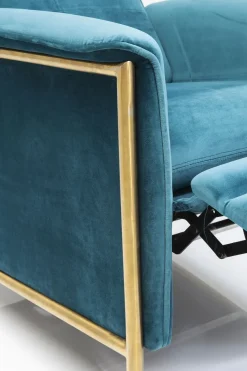 KARE24.se Fåtölj Lazy - Blå Sammet/Mässing - Fällbar med Fotstöd - KARE Design Best