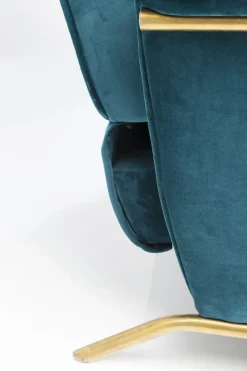 KARE24.se Fåtölj Lazy - Blå Sammet/Mässing - Fällbar med Fotstöd - KARE Design Best
