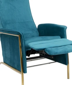 KARE24.se Fåtölj Lazy - Blå Sammet/Mässing - Fällbar med Fotstöd - KARE Design Best