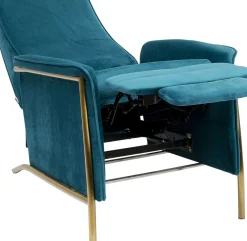 KARE24.se Fåtölj Lazy - Blå Sammet/Mässing - Fällbar med Fotstöd - KARE Design Best
