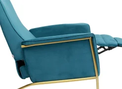 KARE24.se Fåtölj Lazy - Blå Sammet/Mässing - Fällbar med Fotstöd - KARE Design Best