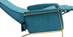 KARE24.se Fåtölj Lazy - Blå Sammet/Mässing - Fällbar med Fotstöd - KARE Design Best