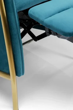 KARE24.se Fåtölj Lazy - Blå Sammet/Mässing - Fällbar med Fotstöd - KARE Design Best