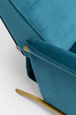 KARE24.se Fåtölj Lazy - Blå Sammet/Mässing - Fällbar med Fotstöd - KARE Design Best