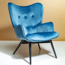 KARE24.se Fåtölj Vicky - Blågrön Sammet/Svarta Ben - KARE Design Online