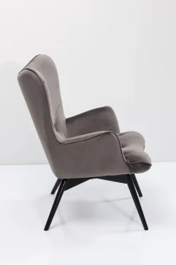 KARE24.se Fåtölj Vicky - Grå Sammet/Svarta Ben - KARE Design Sale