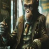 KARE24.se Glastavla Drinking Monkey, 100x100cm - KARE Design Clearance
