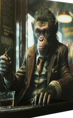 KARE24.se Glastavla Drinking Monkey, 100x100cm - KARE Design Clearance