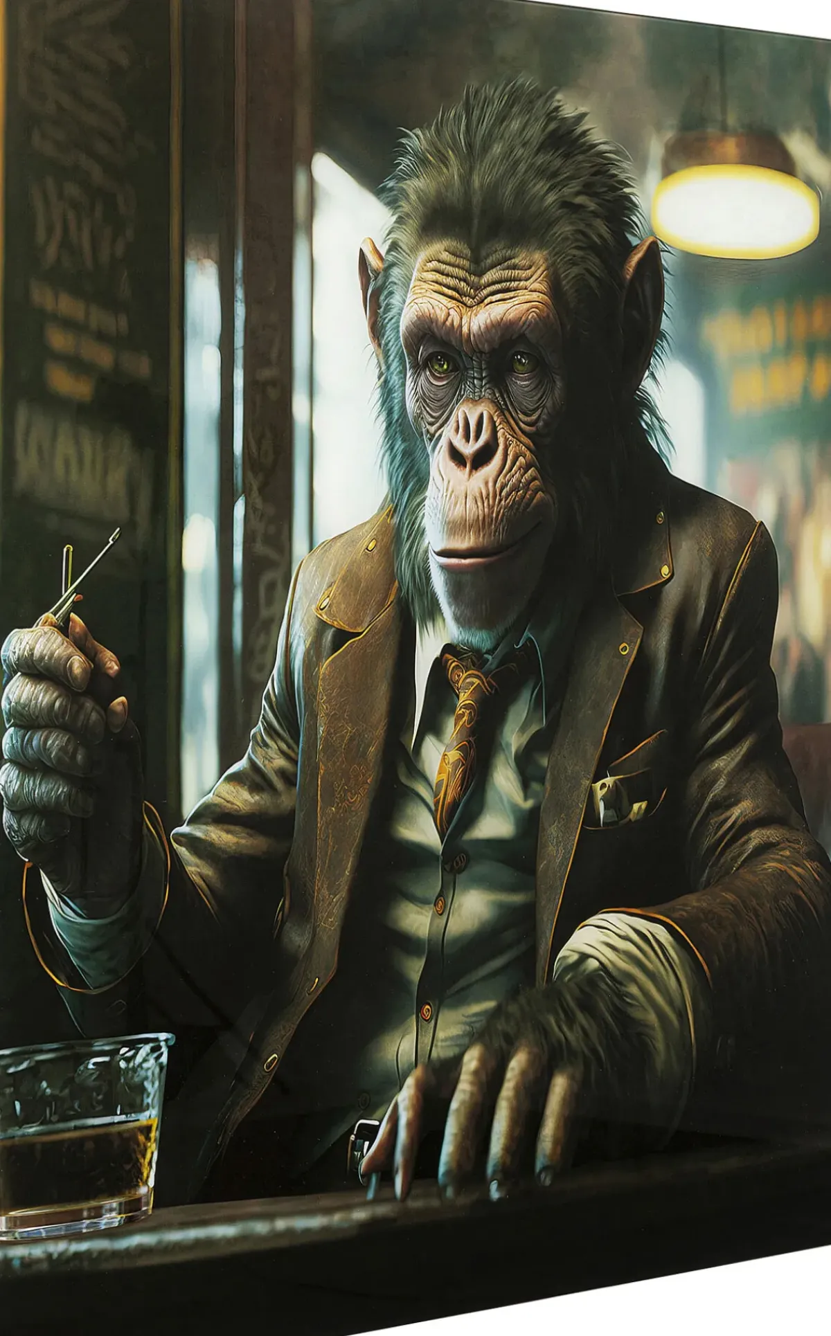 KARE24.se Glastavla Drinking Monkey, 100x100cm - KARE Design Clearance