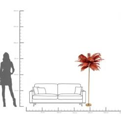 KARE24.se Golvlampa Feather Palm - Roströd, 165cm - KARE Design Outlet
