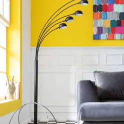 KARE24.se Golvlampa Five Fingers - Femarmad Lampa, Matt Svart, 201cm - KARE Design Outlet