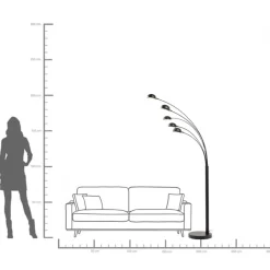 KARE24.se Golvlampa Five Fingers - Femarmad Lampa, Matt Svart, 201cm - KARE Design Outlet