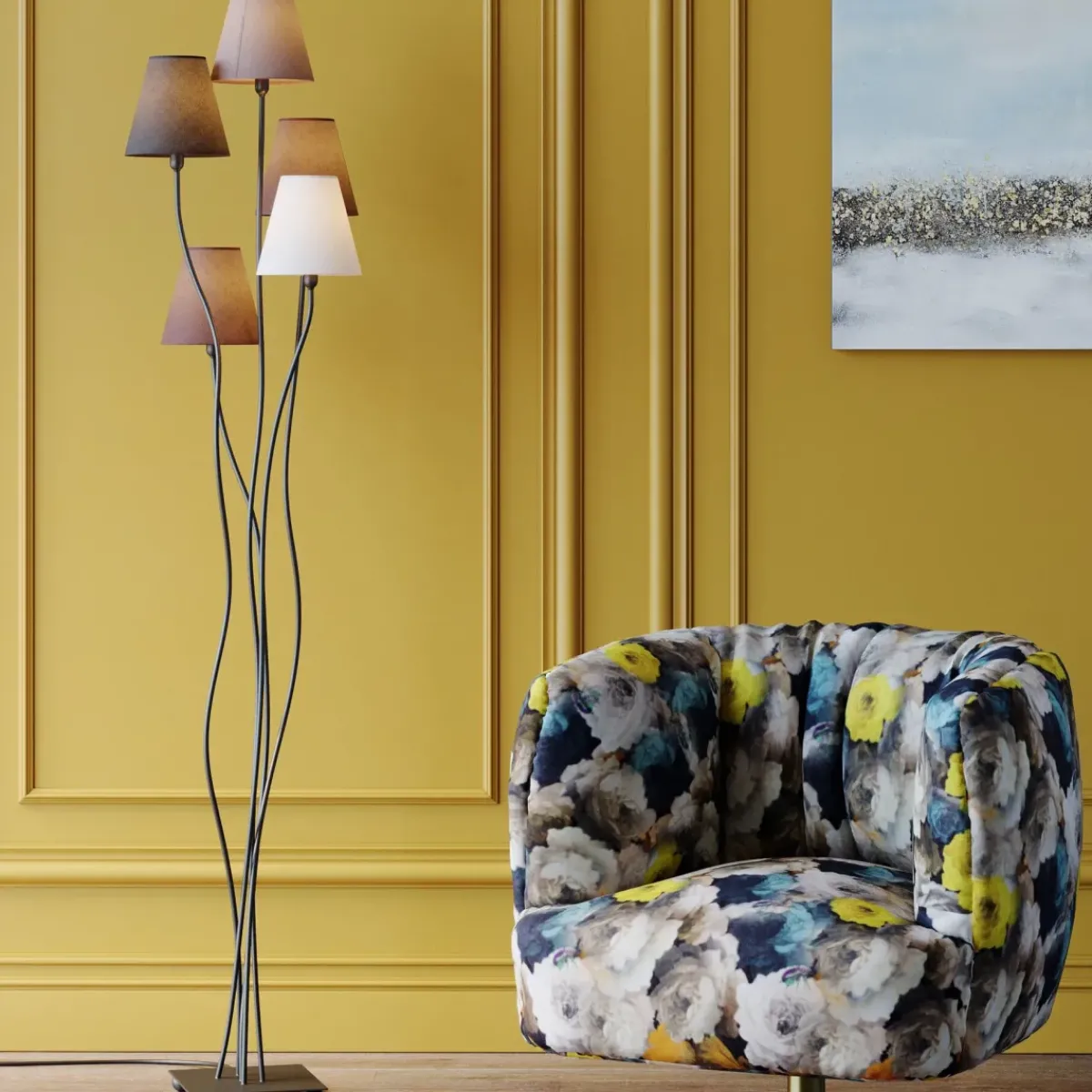 KARE24.se Golvlampa Flexible Mocca - 5 Skärmar, 163cm - KARE Design Clearance