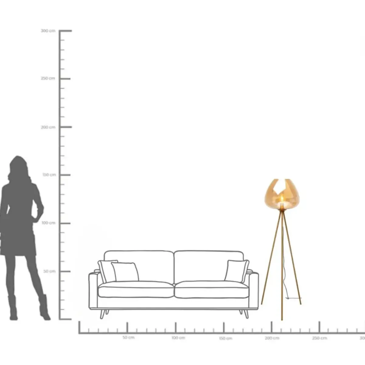 KARE24.se Golvlampa Sphere Amber, 146cm - KARE Design Best