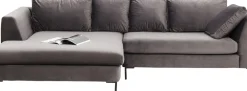 KARE24.se Hörnsoffa Gianni - Grå Sammet/Svart Vänster, 290x167cm - KARE Design Clearance