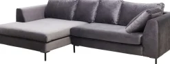 KARE24.se Hörnsoffa Gianni - Grå Sammet/Svart Vänster, 290x167cm - KARE Design Clearance