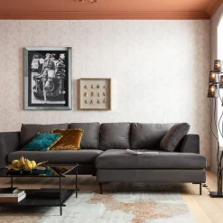 KARE24.se Hörnsoffa Gianni - Grå Sammet/Svart Höger, 290x167cm - KARE Design