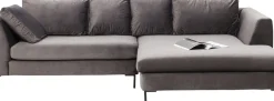 KARE24.se Hörnsoffa Gianni - Grå Sammet/Svart Höger, 290x167cm - KARE Design