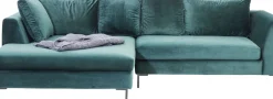KARE24.se Hörnsoffa Gianni - Mörkgrön Sammet/Svart Vänster, 290x167cm - KARE Design
