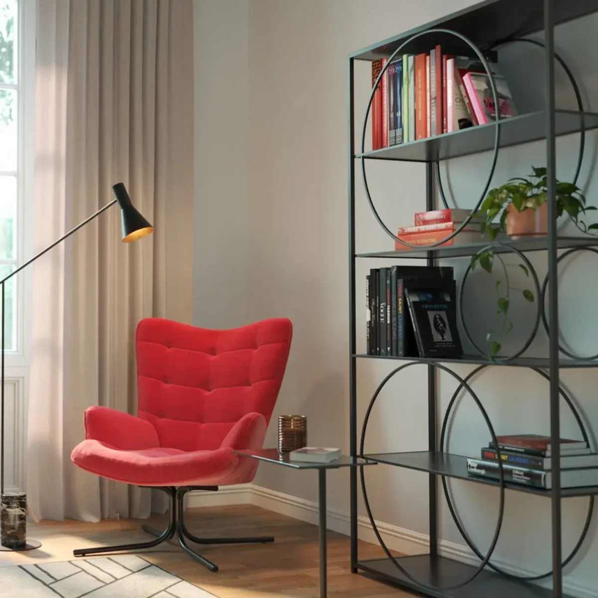 KARE24.se Hylla Circle - Öppen Bokhylla Svart, 200x100cm - KARE Design Online
