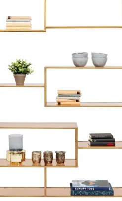 KARE24.se Hylla Loft - Öppen Bokhylla i Guld/Glas, 195x115cm - KARE Design Discount