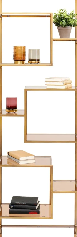KARE24.se Hylla Loft Öppen Bokhylla i Guld/Glas, 195x60cm - KARE Design New