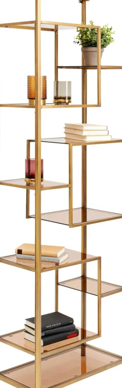 KARE24.se Hylla Loft Öppen Bokhylla i Guld/Glas, 195x60cm - KARE Design New