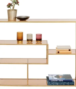 KARE24.se Hylla Loft - Öppen Bokhylla/Sideboard i Guld/Glas, 100x115cm - KARE Design Outlet
