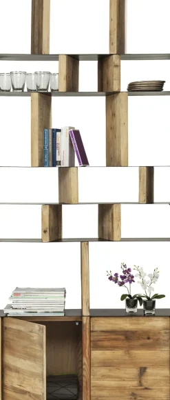 KARE24.se Hylla Storm - Öppen Bokhylla med Skåp Trä/ Svart Stål, 234x100cm - KARE Design Online
